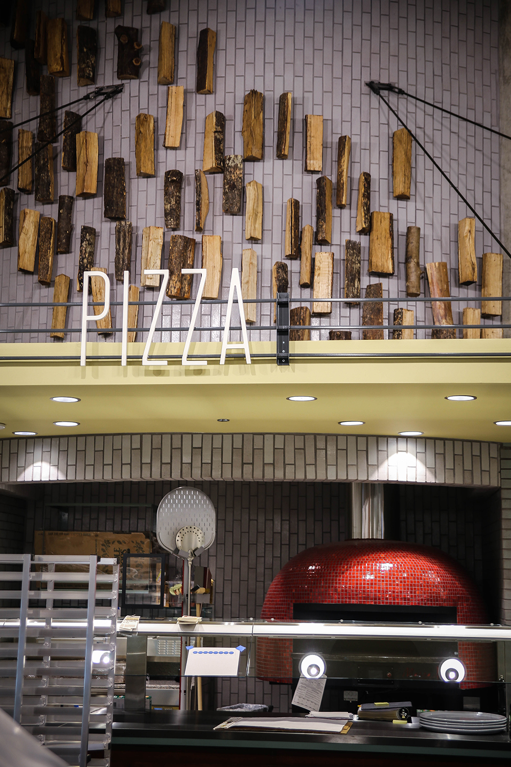 The pizza station. 
