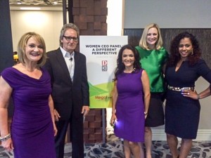 MegaFest business panel participants included, from left, Cathi Coan of Techway Services, Glenn Hunter of D CEO, Nina Vaca of Pinnacle Group, Jennifer Sampson of United Way of Metropolitan Dallas, and Mahisha Dellinger of Curls. (Photo courtesy of United Way)