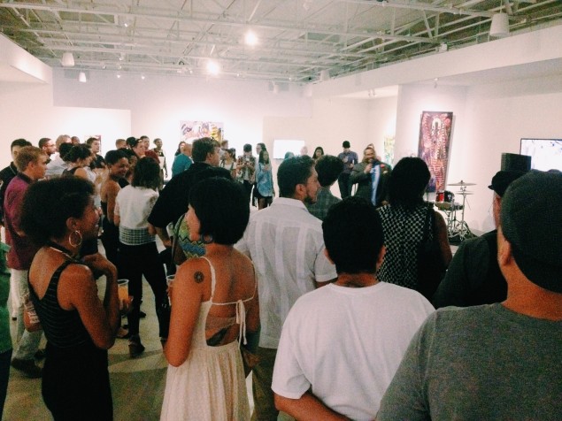 The packed house at Zhulong Gallery for "Soft Power: Intimacy." Photo by Alaena Hostetter.