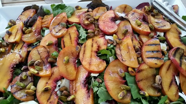Grilled peach and ricotta salad from the original Williams Sonoma store in Sonoma, a perfect pairing with the Va de Vi or Carneros Cuvee.