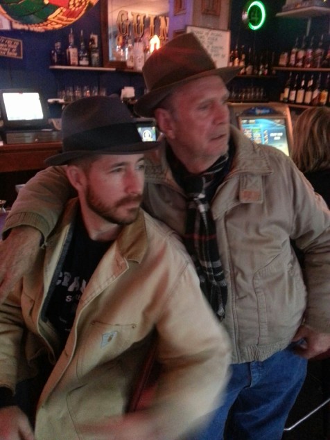 Your correspondent (in hat) with loyal Shady Side patron Jimmy D (in hat)