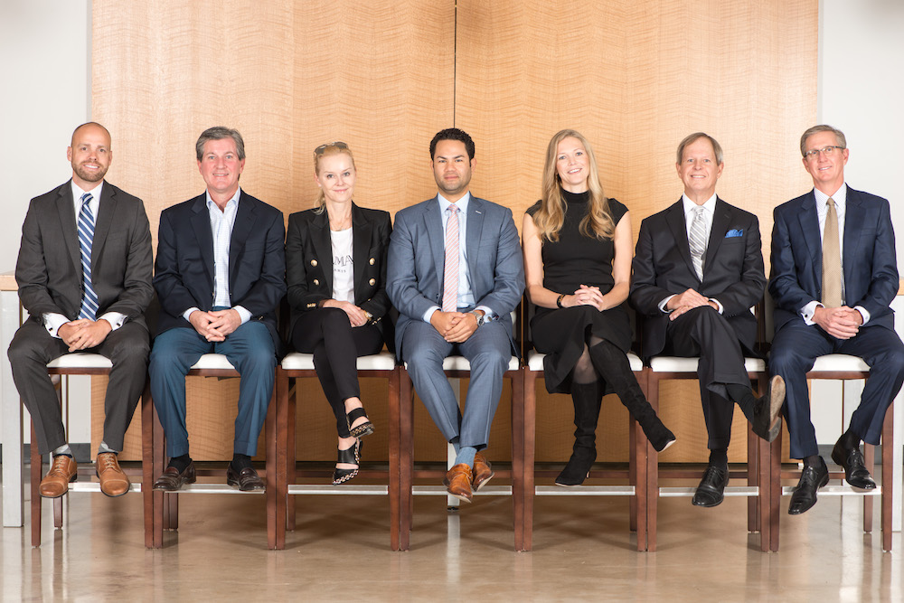 From left: Drew Steffen, Hines; John Zogg, Crescent Real Estate; Sabine Stener, Gaedeke Group; David Pinsel, formerly with Colliers International; Celeste Fowden, CBRE; Robert Deptula, Transwestern; and Greg Biggs, JLL.