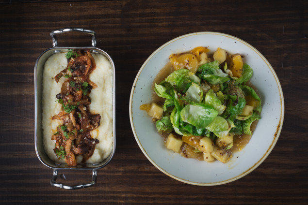 Grits and Brussels sprouts.