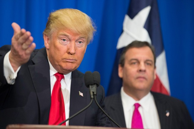 Donald Trump's big announcement today at his event at the Fort Worth Convention Center was the endorsement of New Jersey Gov. Chris Christie.   (photo: Bob Daemmrich/Newscom)