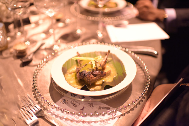 Texas quail tamal with mole verde, epazote white beans and toasted pepitas.