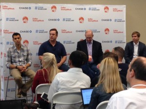 Kevin Vela, Stephen Hays, Lee McNutt and Jason Story attracted a full house at Dallas Startup Week.