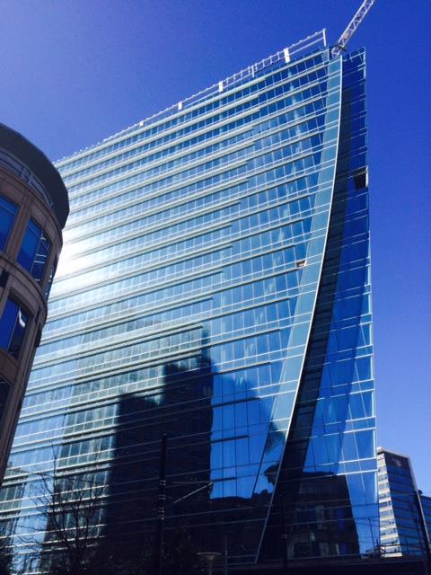 Crescent's new office tower, McKinney & Olive, is nearing completion in Uptown.