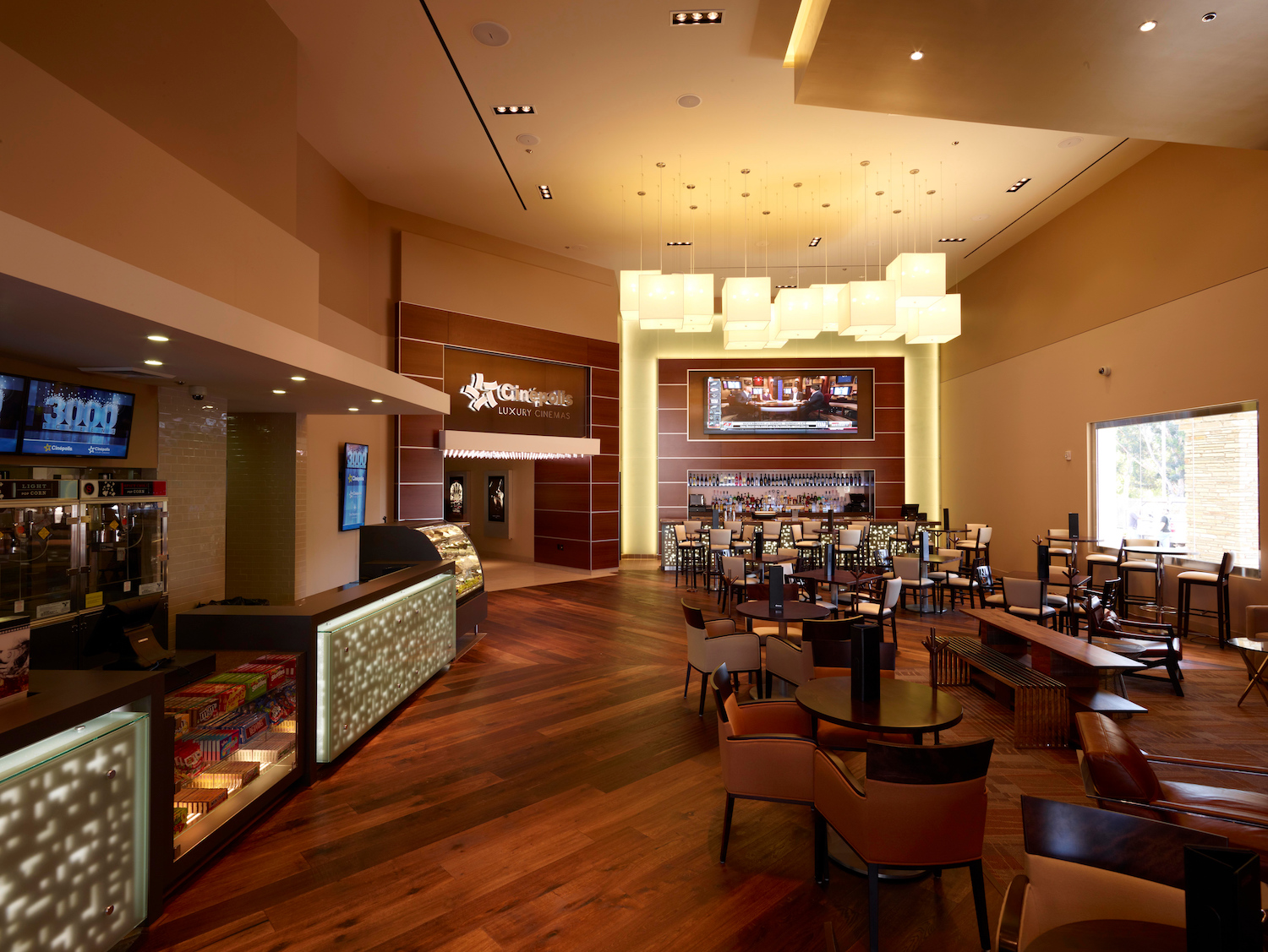 The luxury theaters come with a full bar, and almost every theater has a coffee bar.