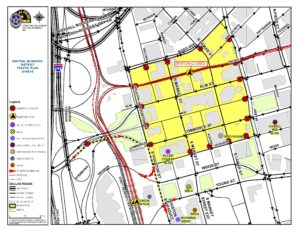 Dallas Police Department has sectioned off part of downtown as it investigates Thursday's shootings. 