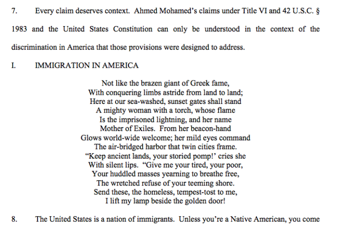 An excerpt from the Mohameds' lawsuit.