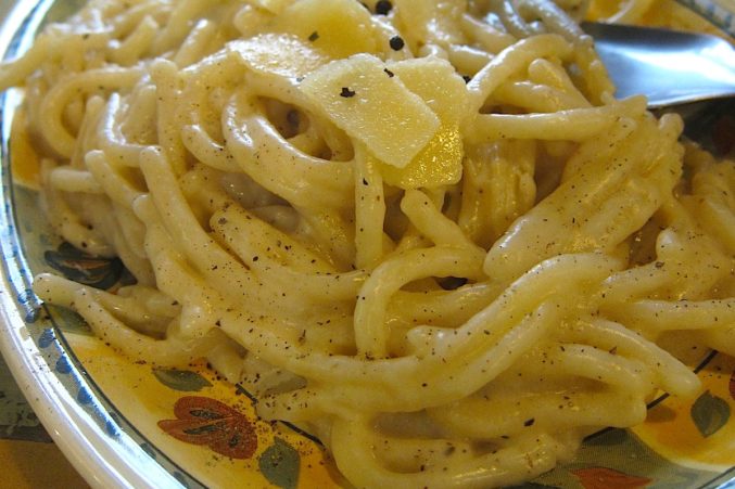 Pici Cacio e Pepe (Pici pasta with Pecorino & pepper)