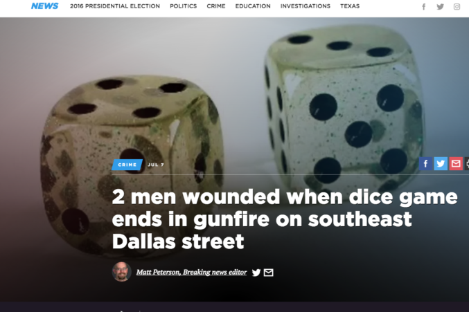 Dallas News screenshot dice
