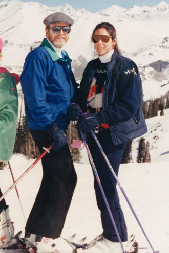 Slippery Slope: The Peytons pose together while skiing in Crested Butte, Colorado, in 2000. Another ski trip in February 2015, when Mary Burdette spent a lot of time with John to the surprise and concern of his friends, would begin the unraveling of the Peytons’ marriage. 