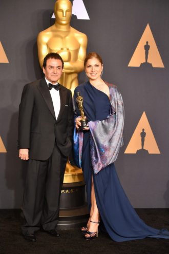 Anousheh Ansari joined former NASA scientist Firouz Naderi at the Academy Awards on Sunday.