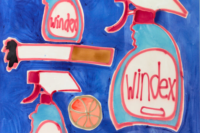 Detail from Katherine Bernhardt's Windex cigarettes basketball, 2016, courtesy of the Modern Art Museum of Fort Worth.
