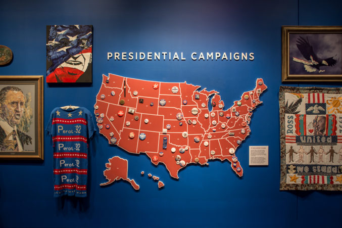 A section of the Perot Co.'s museum includes a section dedicated to the elder Perot's presidential run. (Photo: Jessica Chen)