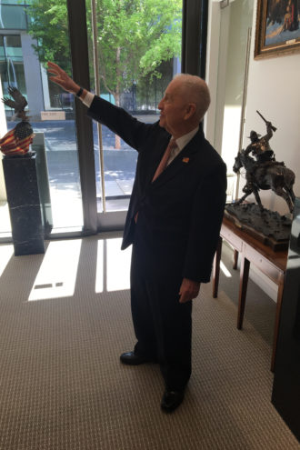 Ross Perot Sr. shows off his new digs. (Photo: Matt Goodman)