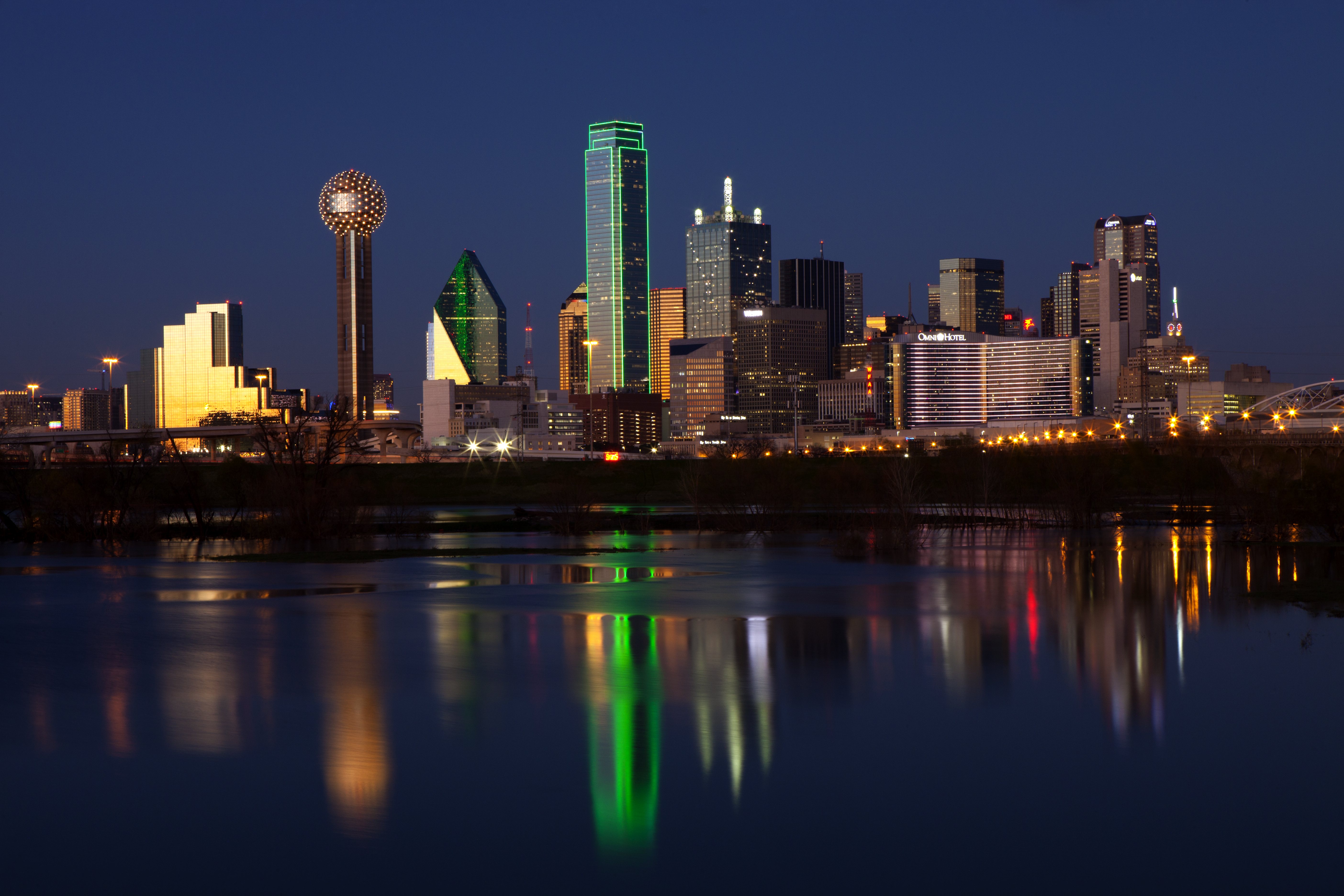 city skyline at night