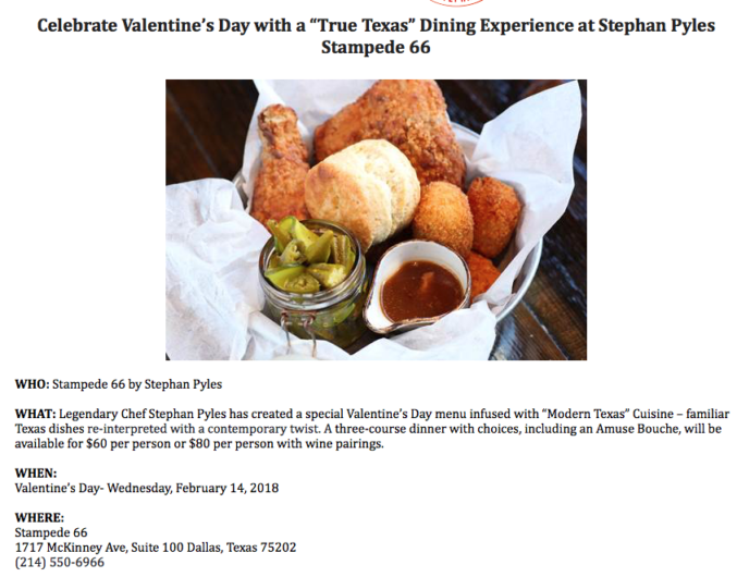 valentines day dinner dallas