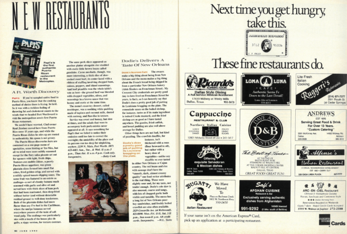 Flashback Friday: Dallas Dining June 1990 - D Magazine