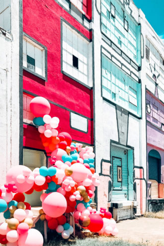 Colorful Buildings with Colorful Balloons