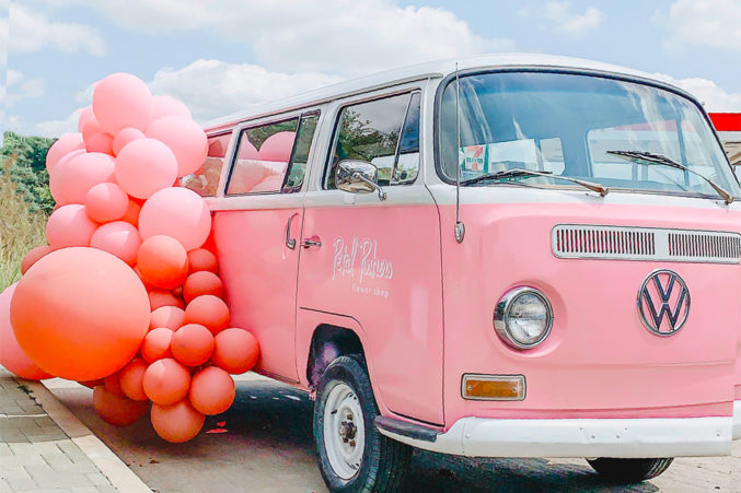 Pink Volks Wagon with Pink Balloons