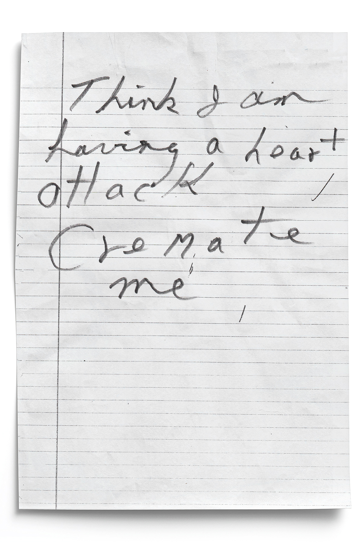 Letter Left by Harold at the Crime Scene