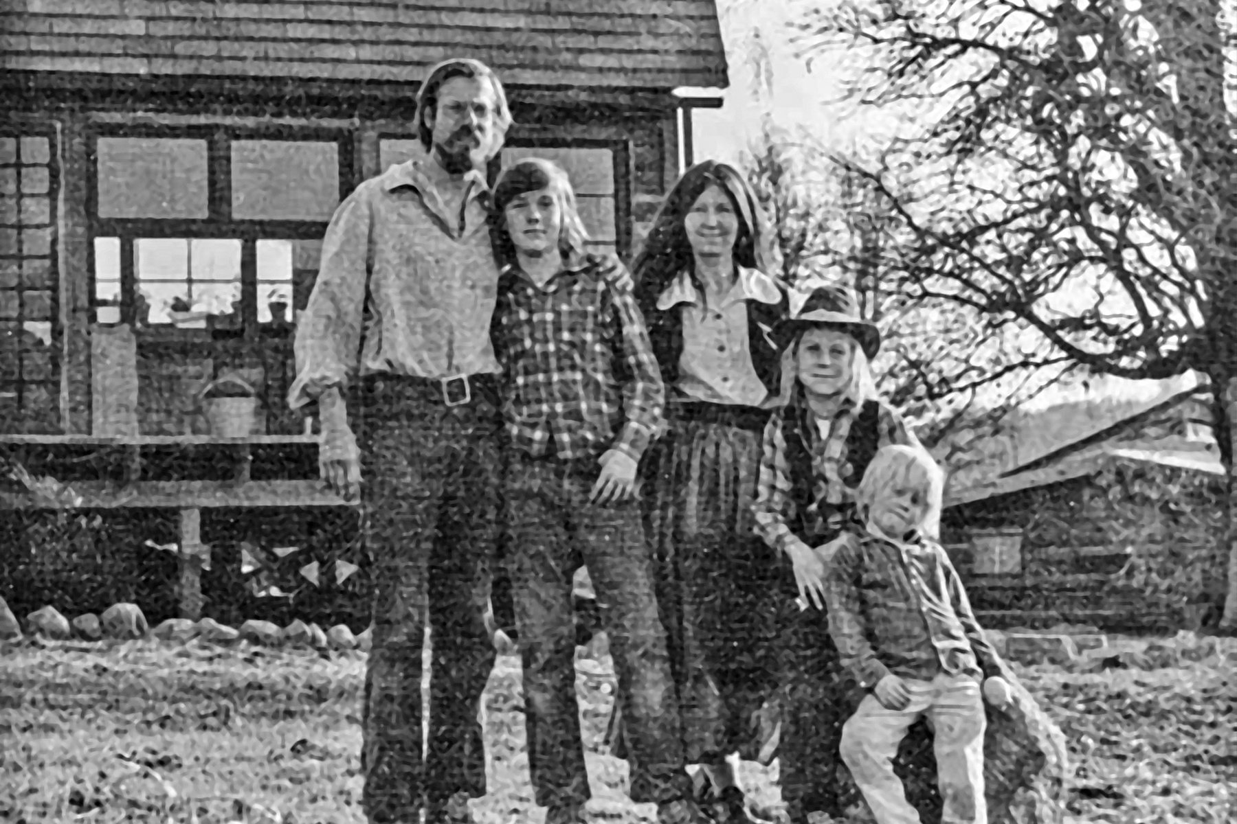 Pillsbury and his family in front of their California home.