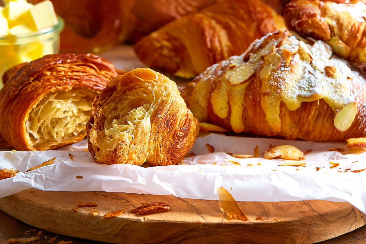 A tray of croissants.