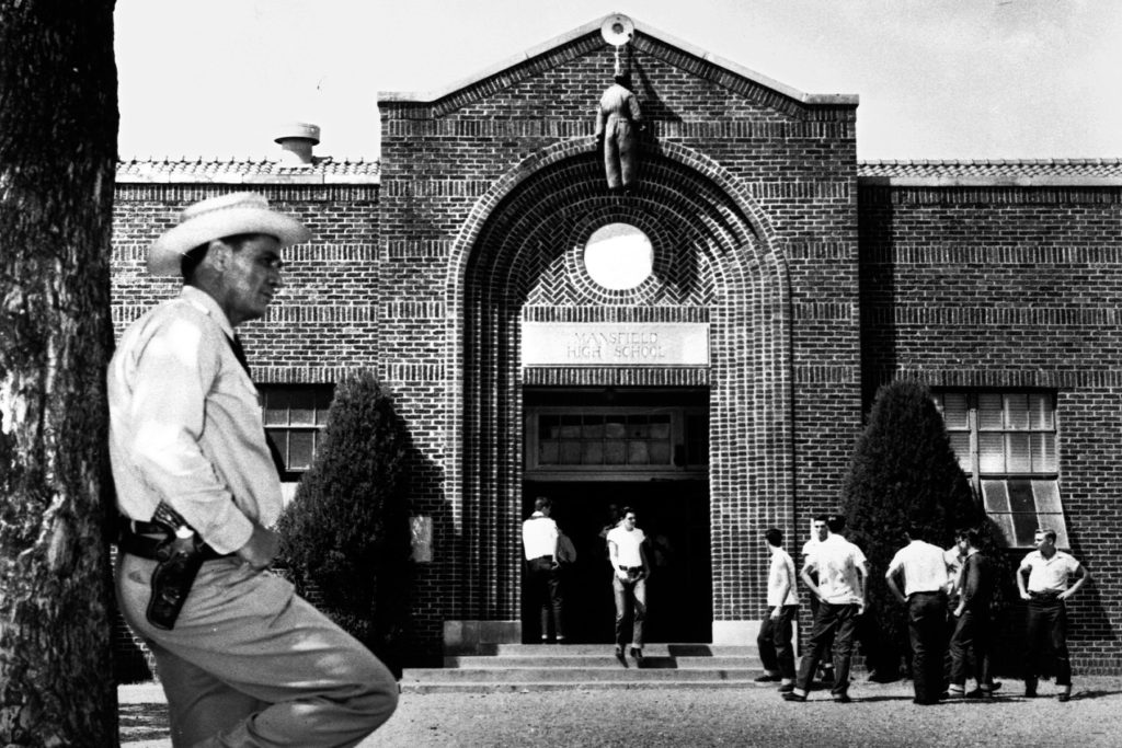 Ranger EJ Banks in front of Mansfield Highschool