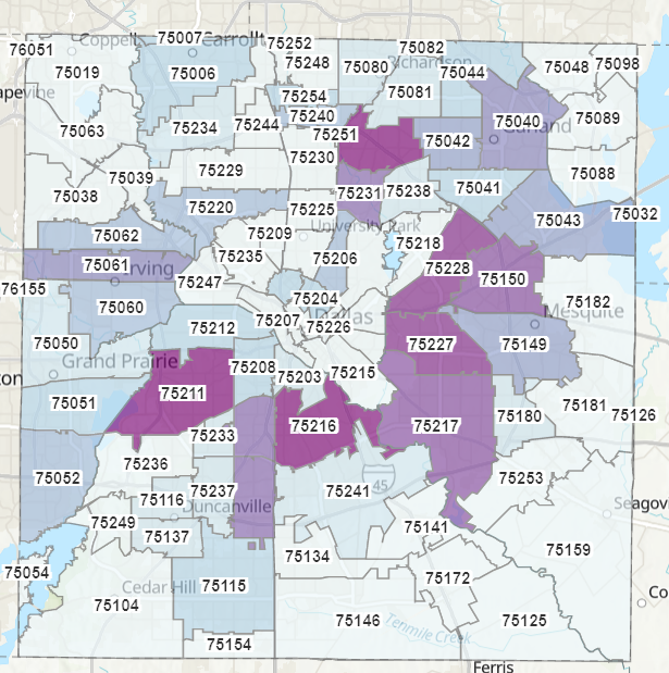 dallas county zip code map The Covid 19 Pandemic S Most Vulnerable Zip Codes In Dallas D Magazine dallas county zip code map