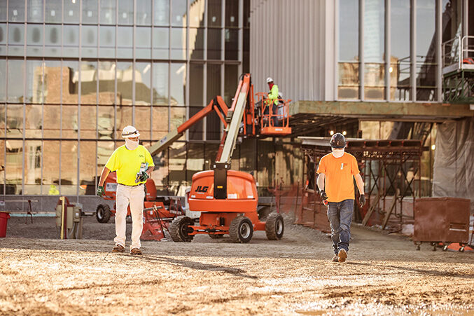 Workers on a construction site.