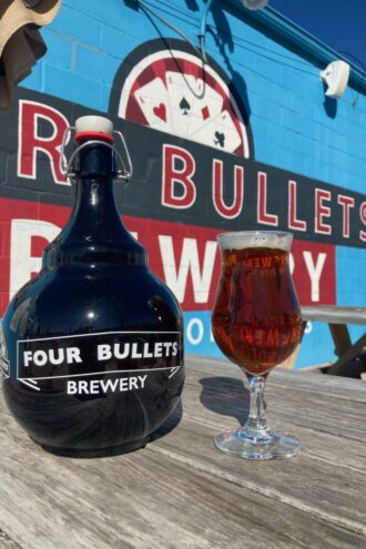 Four Bullets brandywine beer in front of the brewery.