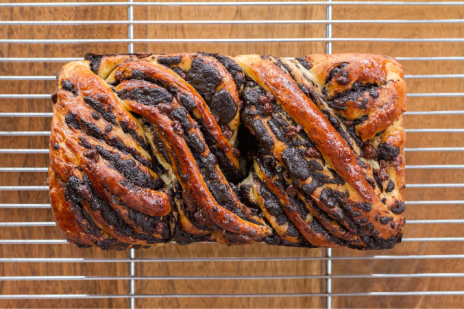 A loaf of chocolate babka.