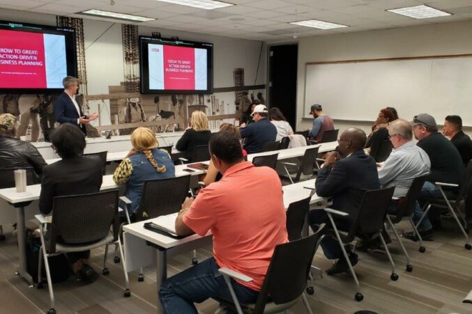 Southern Region President Joe Jouvenal teaching class as part of the McCarthy Partner Development program, pre-COVID-19.