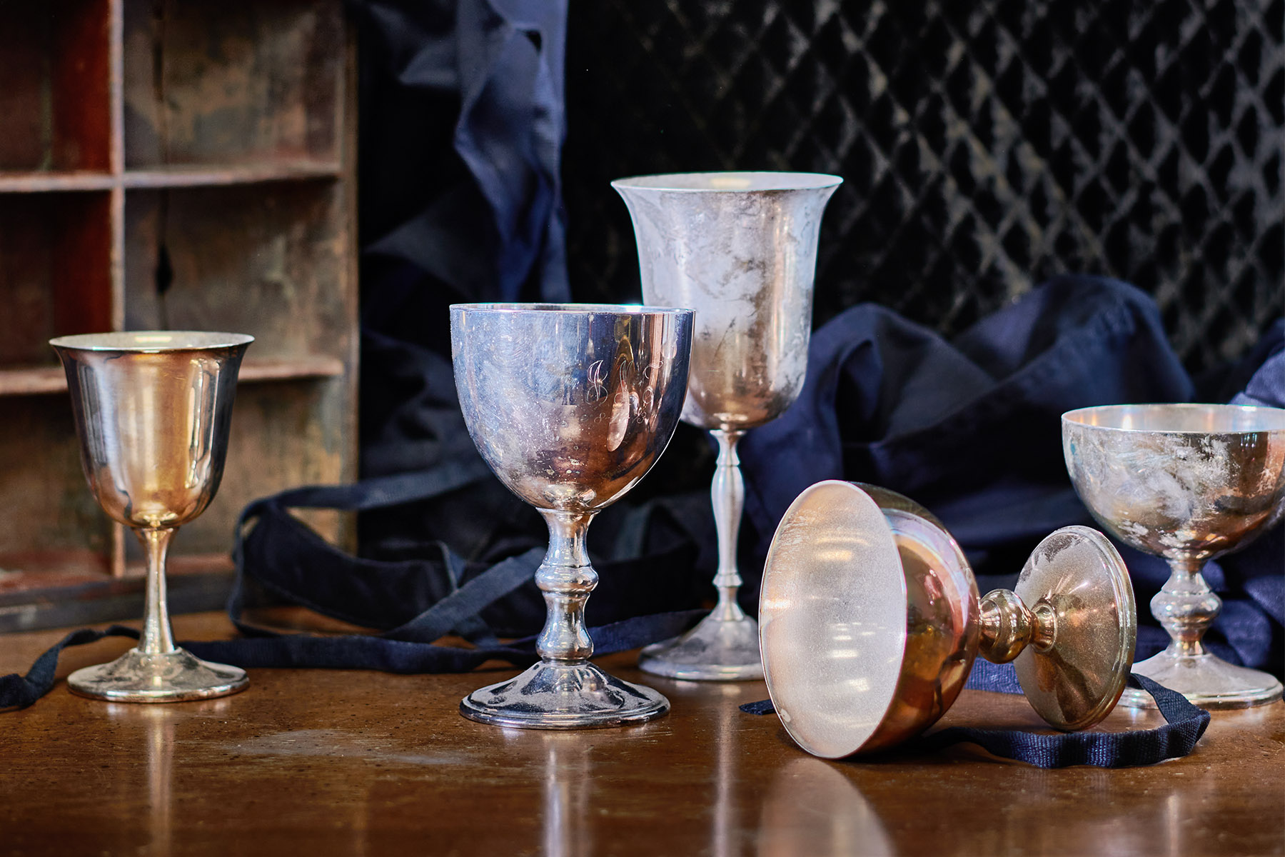 Noles David Antique Restoration tarnished silver goblets