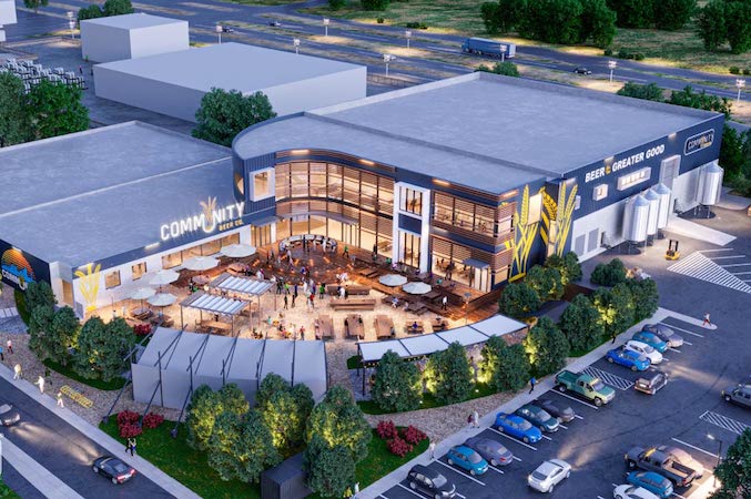 A rendering of the soon-to-be Community Beer Co. brewery, taproom, and concert venue in the Design District