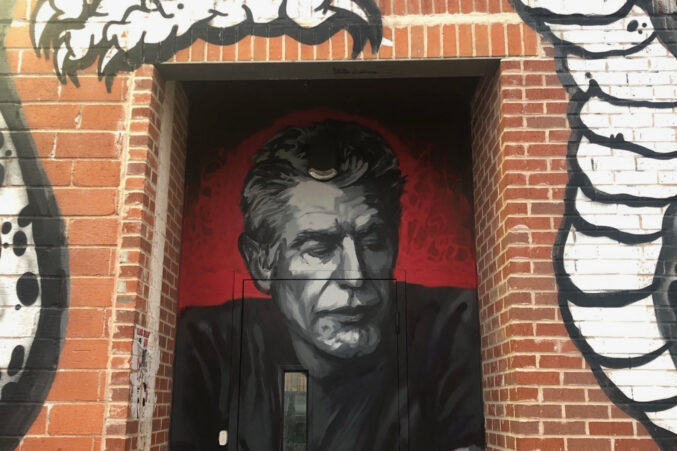 Anthony Bourdain mural at Niwa BBQ in Deep Ellum.