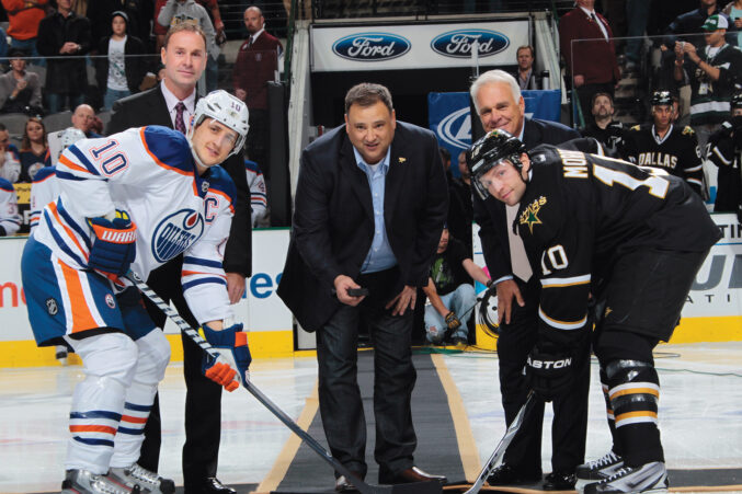 Tom Gaglardi dropping the puck at a November 2011 game