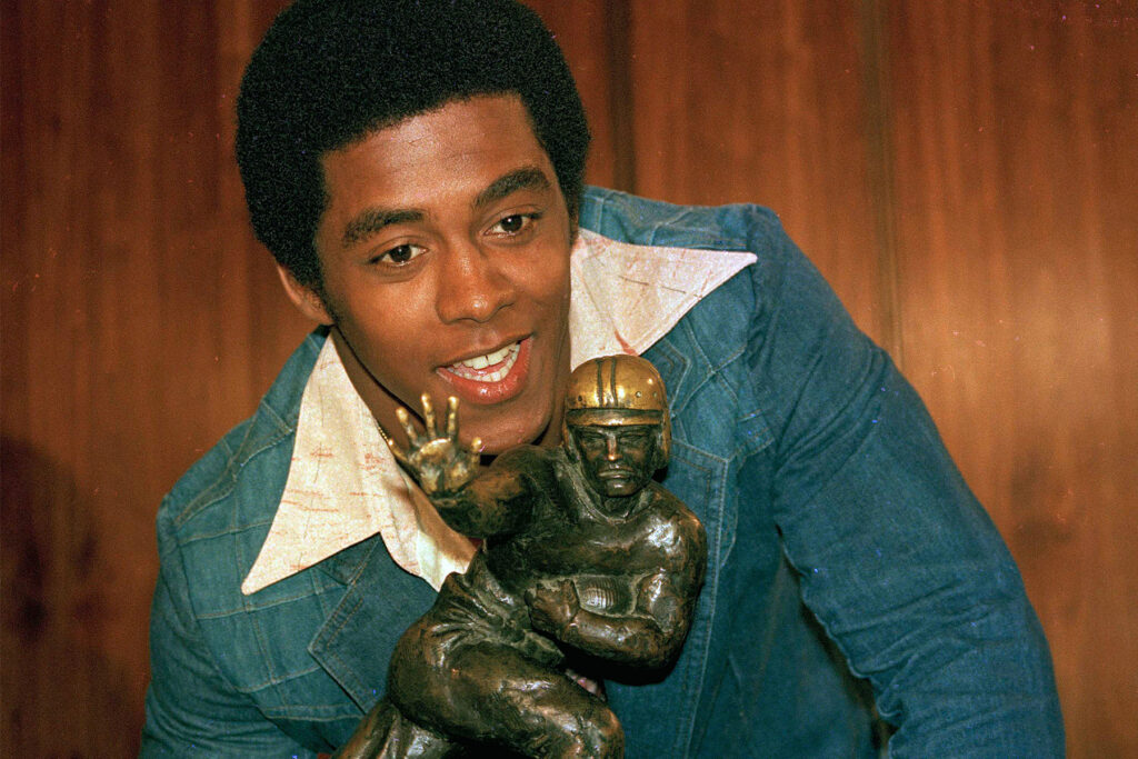 Closeup of Dallas Cowboys Tony Dorsett on sidelines during game vs