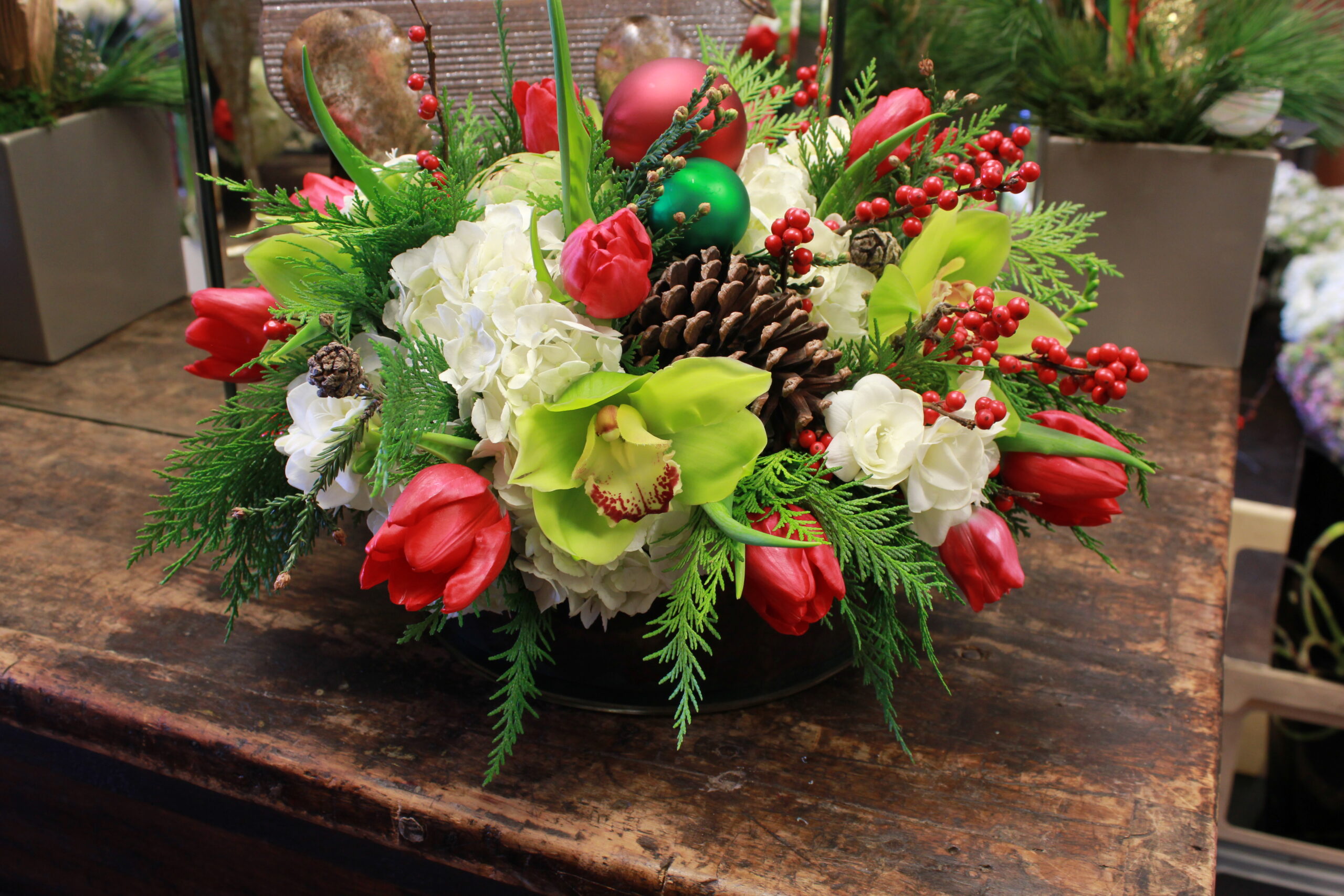 Holiday on sale flower arrangements