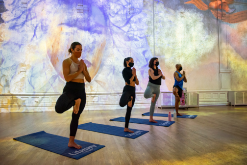 Yoga at the Immersive Frida Kahlo exhibit