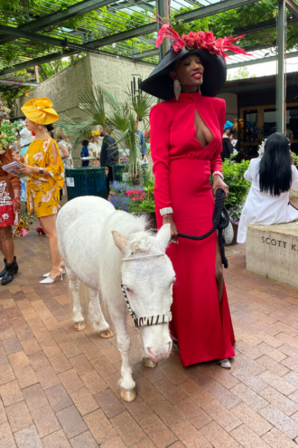 Sun Blossom Derby Hat and Tail Fascinator for Mini Horse 