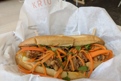 Photo of a sandwich from Krio in Bishop Arts.