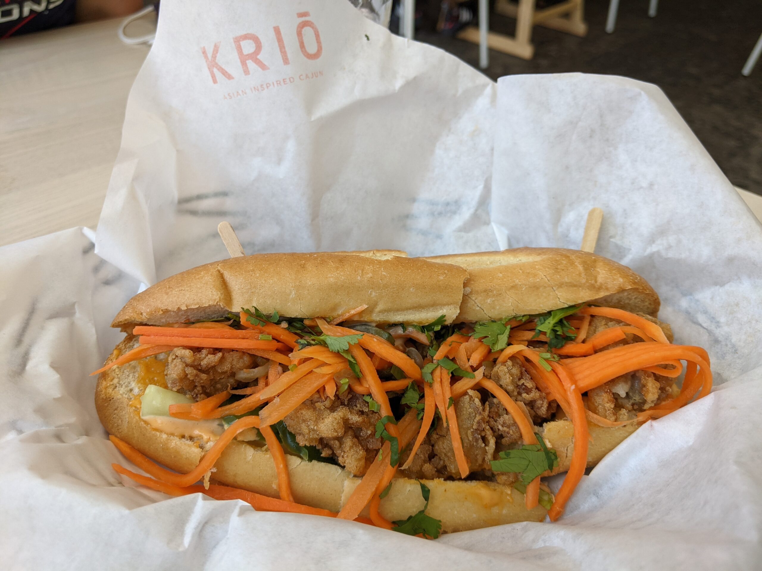 Photo of a sandwich from Krio in Bishop Arts.