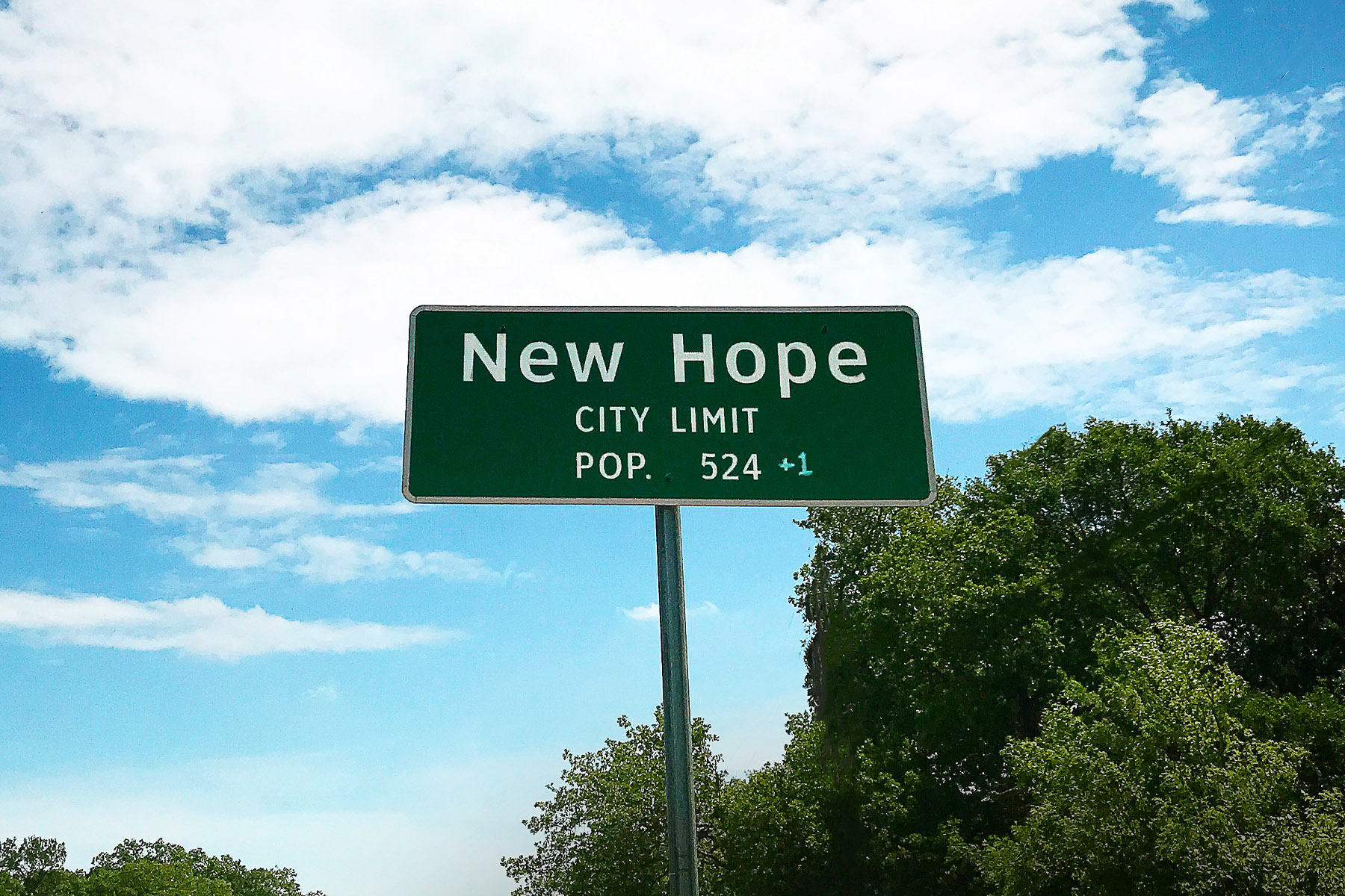 New Hope City Limit Sign