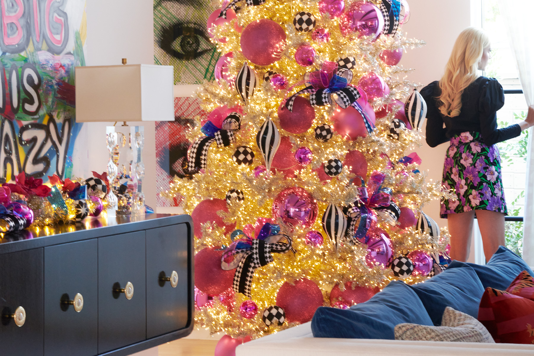 Kameron Westcott, Silver Christmas Tree in Family Room