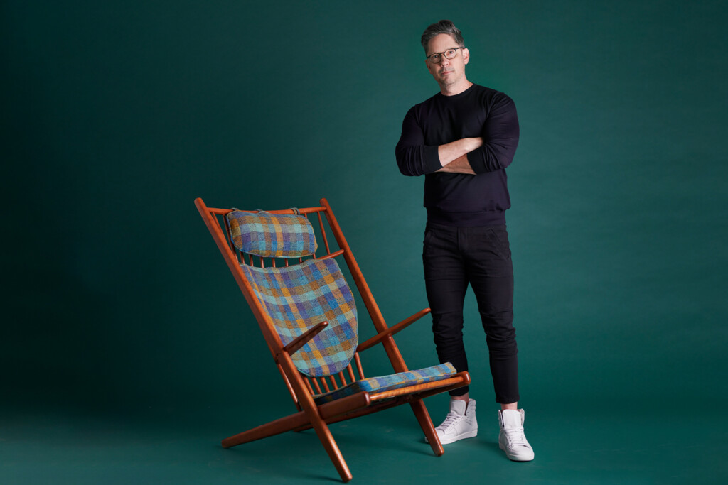 Designer Chad Dorsey with circa 1965 Poul Volther Chair from Sputnik Modern