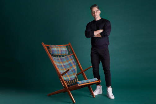 Designer Chad Dorsey with circa 1965 Poul Volther Chair from Sputnik Modern