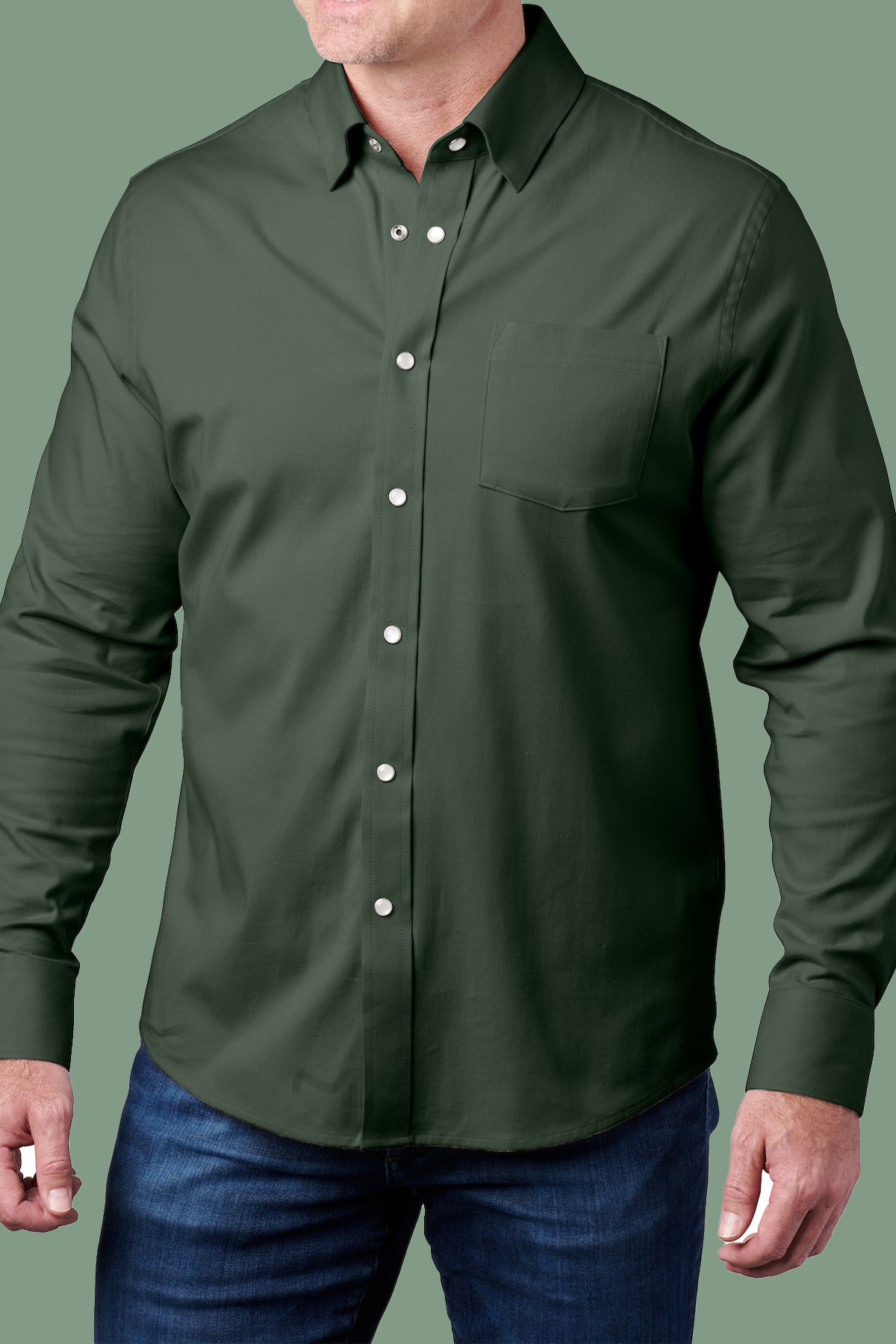 Landry Twill Shirt with Green Pocket
